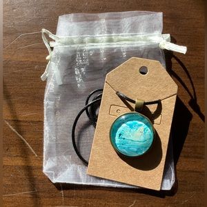 Handmade Acrylic Pour Necklace-Ocean